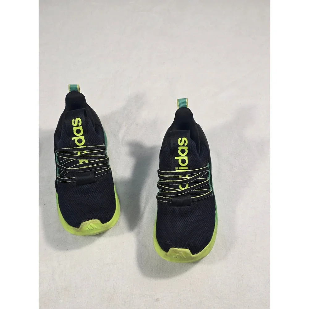 Adidas Lite Racer Adapt 3.0 Kids Shoes Size 1 Black Green Solar Yellow Slip On